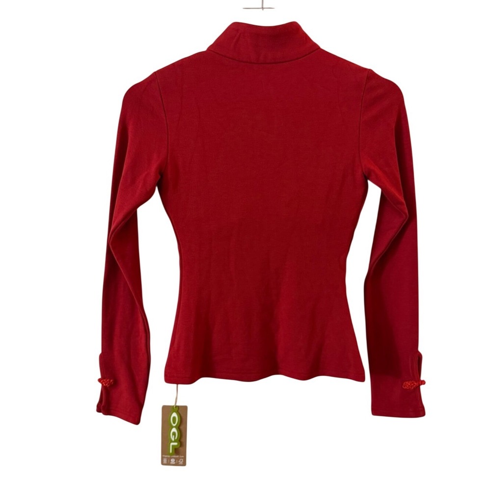 OGL Red Fitted Keyhole Mock Neck Top - Picture 14 of 16